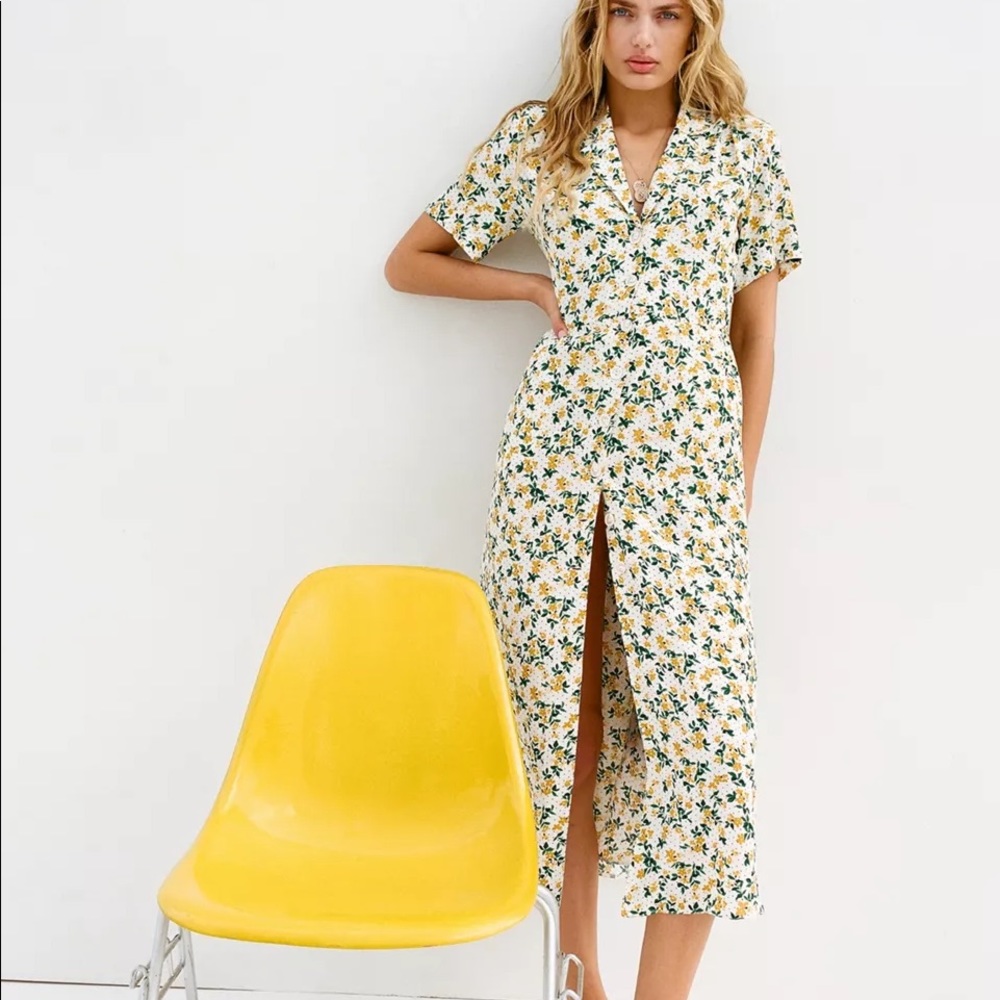 Urban Outfitters Floral Mila Midi Shirt Dress